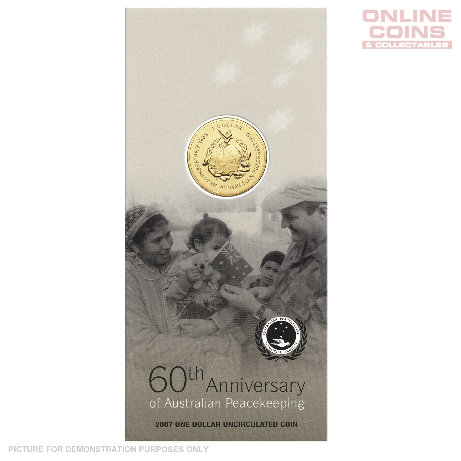 2007 $1 CuNi Uncirculated Carded Coin - 60th Anniversary of Australian Peacekeeping